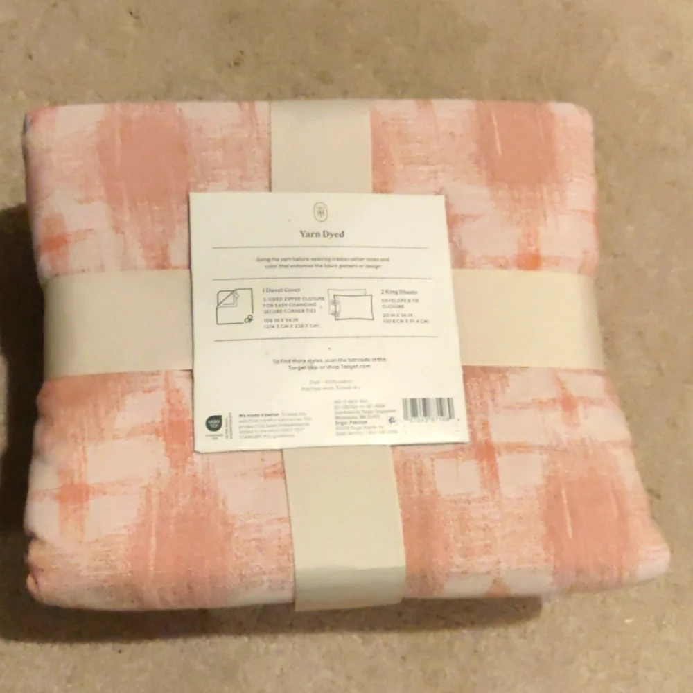 New!Threshold King yarn dye ikat duvet cover & sham set Cottagecore Vintage Insp